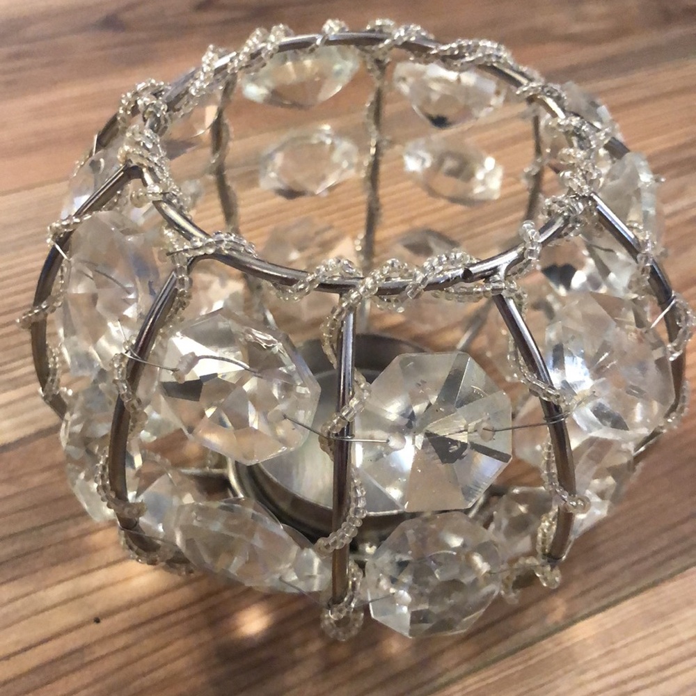Sale 💚 Beautiful Vintage Crystal Candle Holder with Silver Accents